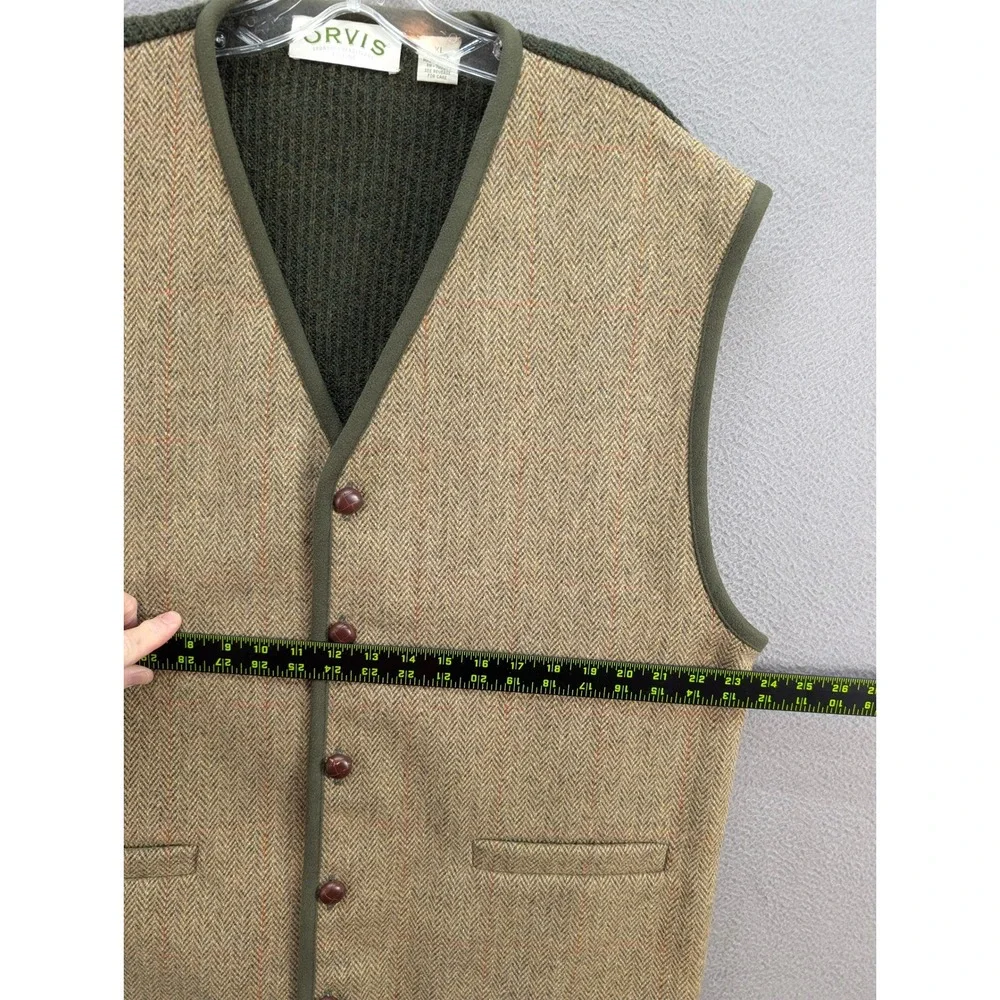 VTG Orvis Vest Men's XL Herringbone Sporting Traditions Wool Tweed Waistcoat